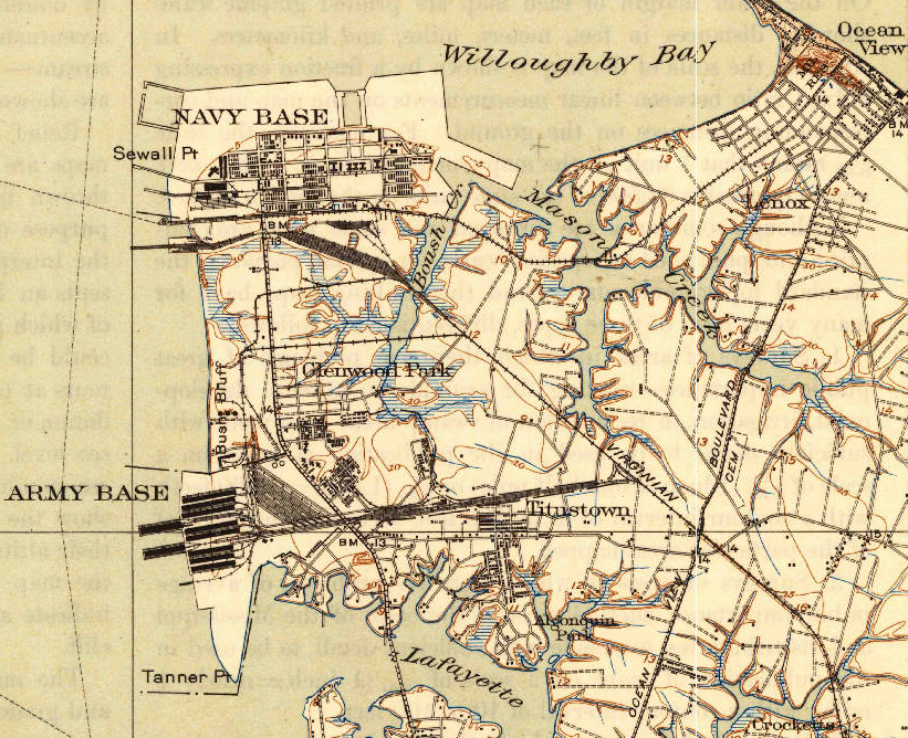 Naval Station Norfolk, home of the Atlantic Fleet, has expanded south and now include a former Army base established in World War I