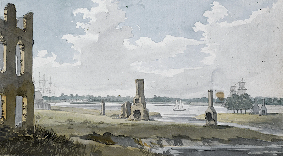 burned ruins at Norfolk were still visible 20 years later