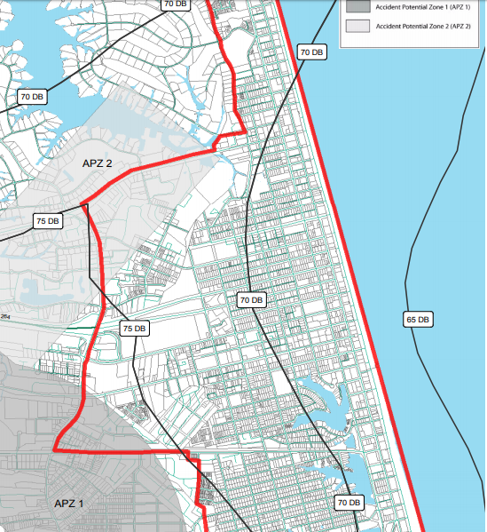 the military defined Accident Potential Zones (APZ's) and noise decibel levels that extended into the resort area of Virginia Beach