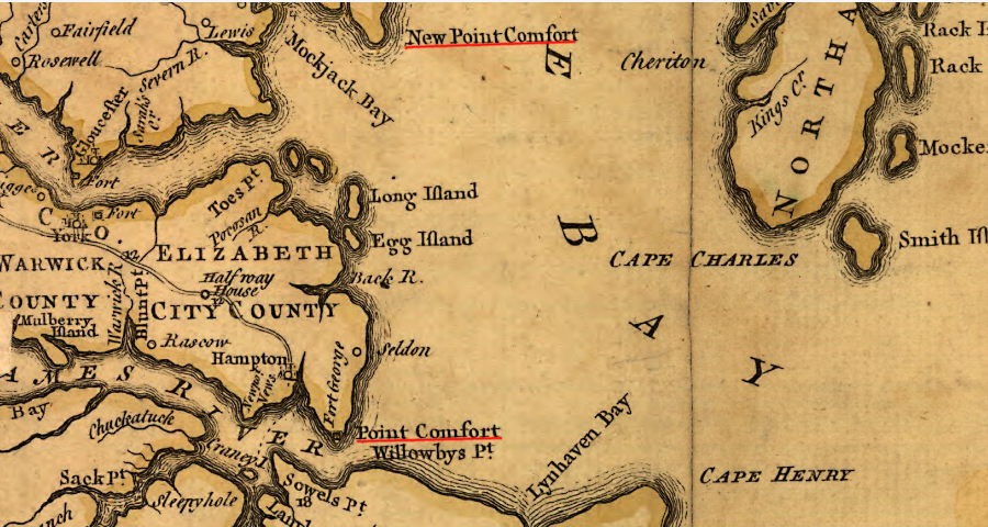 the Fry-Jefferson map recorded both Point Comfort and New Point Comfort