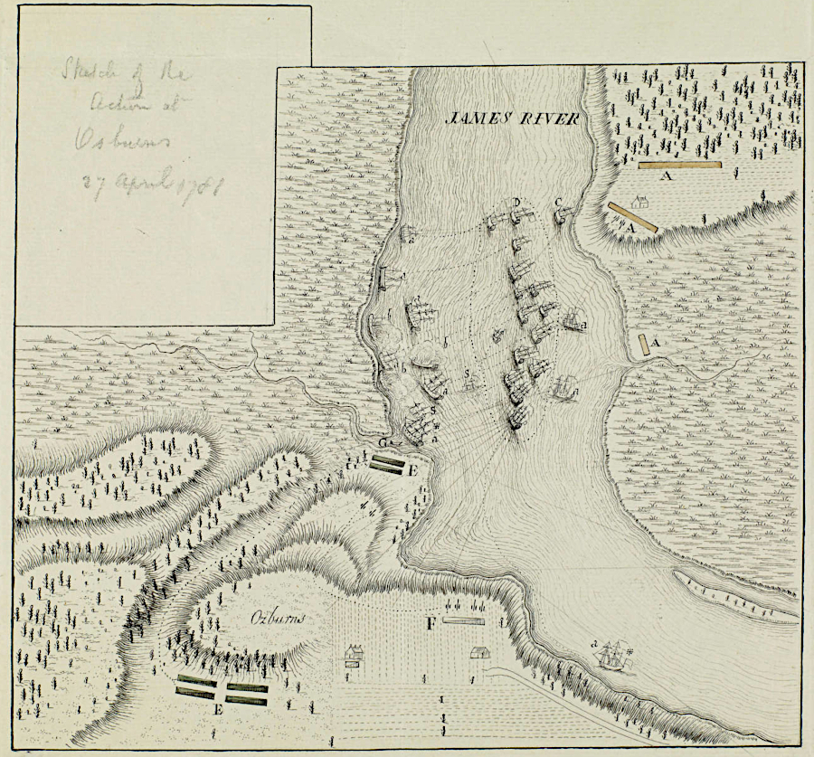 Col. Banastre Tarleton seized the ships and supplies at Osborne's Landing on April 27, 1781