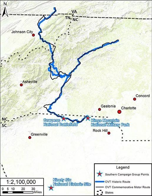 the Overmountain Men started marching towards Kings Mountain after mustering in Abingdon, so the modern Overmountain Trail starts there