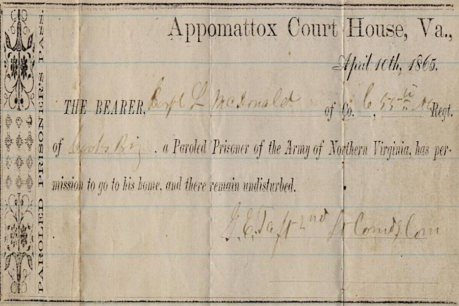 defeated Confederate soldiers were paroled at Appomattox, after which they walked home (and caught trains wherever possible)