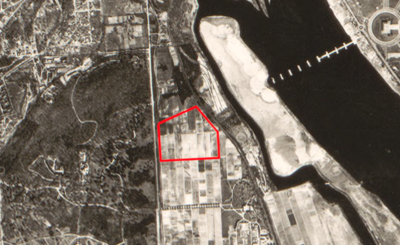 approximate location of Pentagon, as planned on Arlington Experimental Farm location
