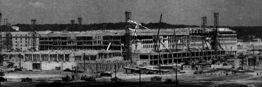the Pentagon was built in five wedges, and in 1942 the first workers moved in