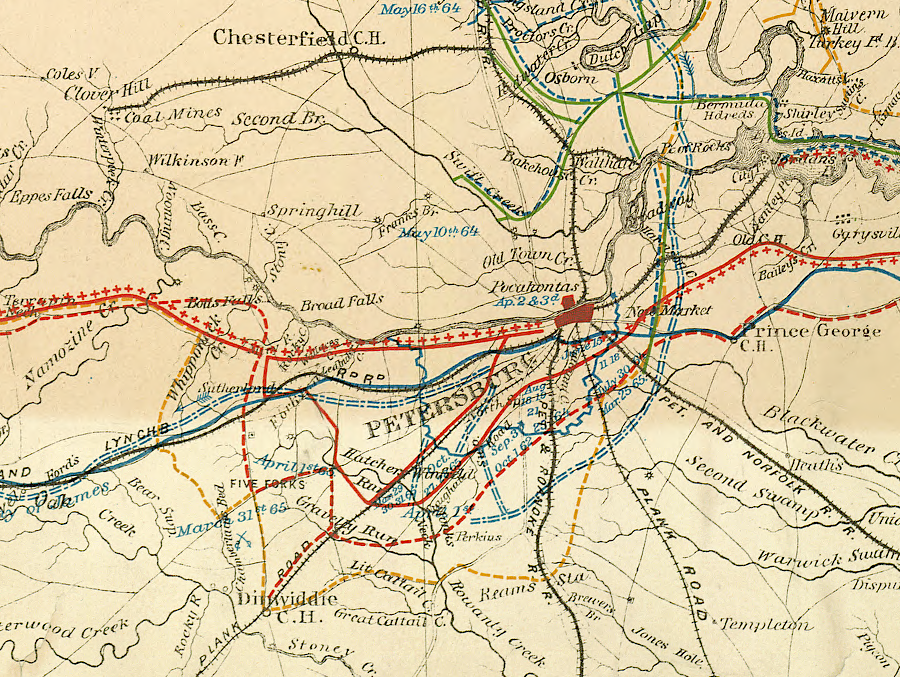 General Grant finally cut the supply line at Petersburg in April 1865, and that forced the Confederate Army to evacuate Richmond