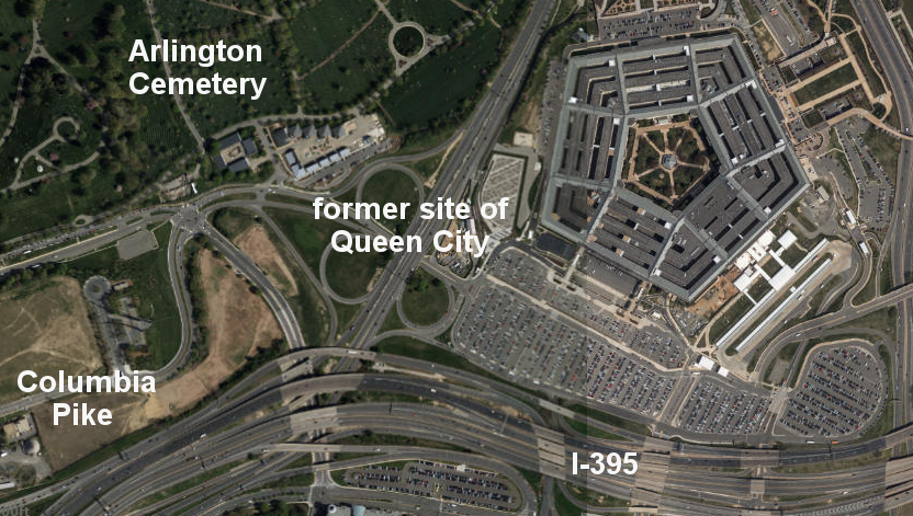the Queen City community was displaced and buildings razed so workers could drive to the Pentagon