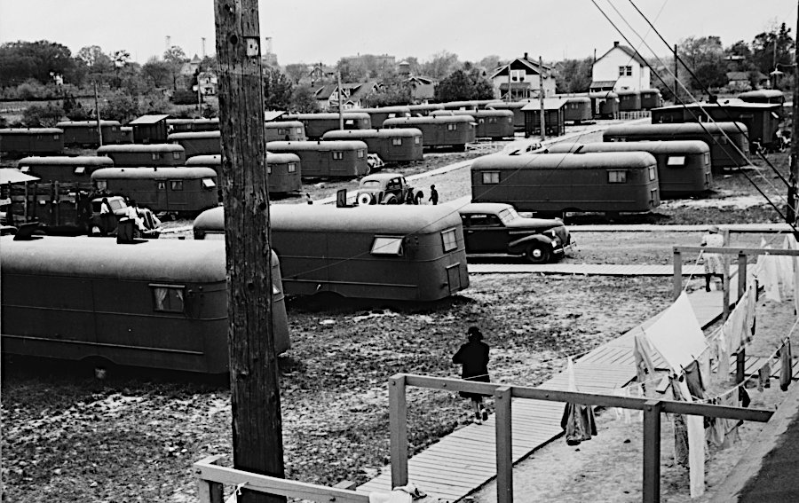 some residents displaced from Queen City ended up in trailers (with electricity)