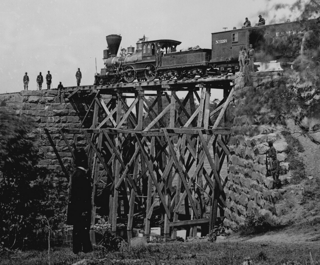 in the summer of 1862, wood-burning locomotives of the US Military Railroad used the Orange and Alexandria (O&A) tracks to supply Union forces as far south as Culpeper County