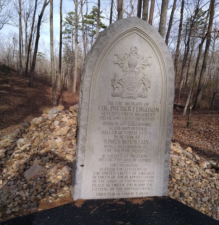 a monument at Kings Mountain in South Carolina commemorates the leader of Tory forces who was defeated by the Overmountain Men from Tennessee, the Carolinas, and Virginia on October 7, 1780