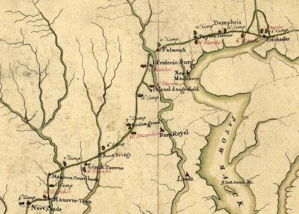 route of Comte de Rochambeau's army through Northern Virginia, 1781 and 1782