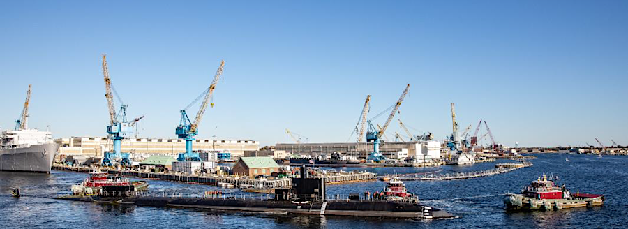 four of the five drydocks at the Norfolk Navy Shipyard can service submarines and aircraft carriers