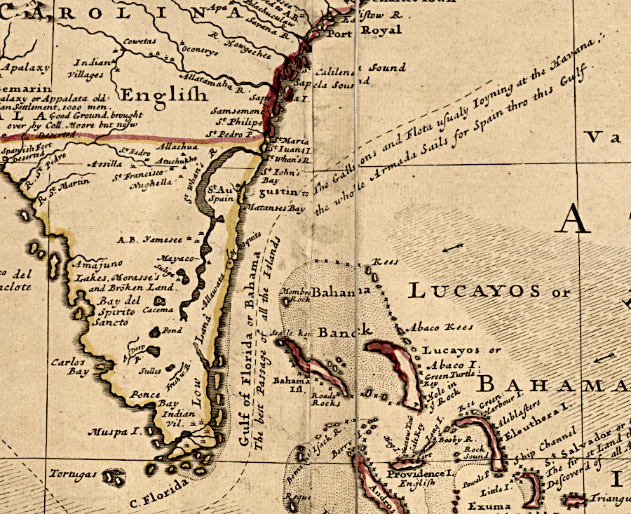 the Spanish treasure fleet sailed east before reaching the latitude of Virginia