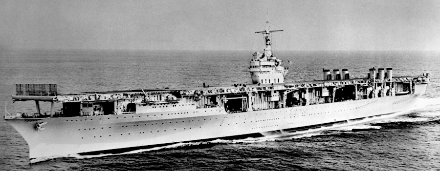 Newport News Shipbuilding-built aircraft carrier USS Ranger (CV 4) in 1934, first ship US Navy ship designed and built from the keel up as an aircraft carrier