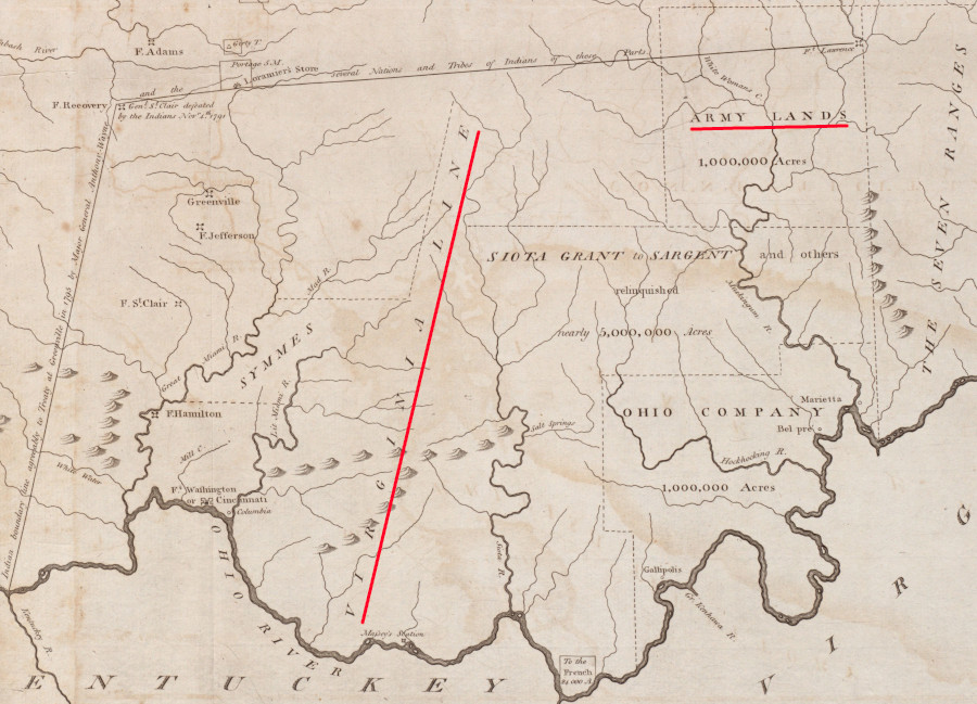 two districts with lands for military veterans were established in the Land Ordinance of 1785