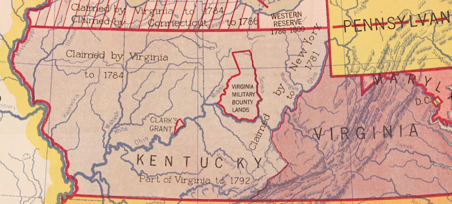 Clark's Grant, 150,000 acres rewarded to members of the members of George Rogers Clark's expedition that captured Vincennes in 1779, ended up in the state of Indiana