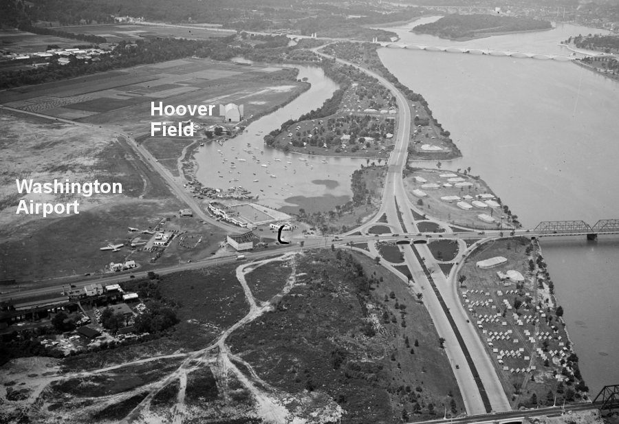 the Washington-Hoover Airport was located south of Boundary Channel at the 14th Street Bridge