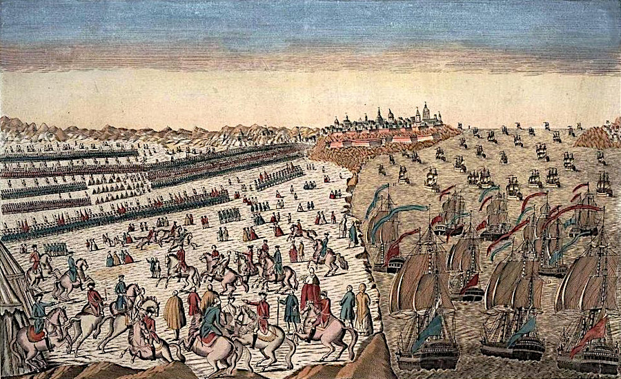 filling half of an image with the French fleet highlighted their role