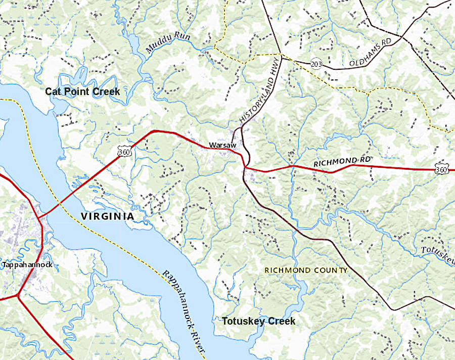 the General Assembly defined the territory of the Rappahannocks as the land between Cat Point Creek and Totuskey Creek in 1662