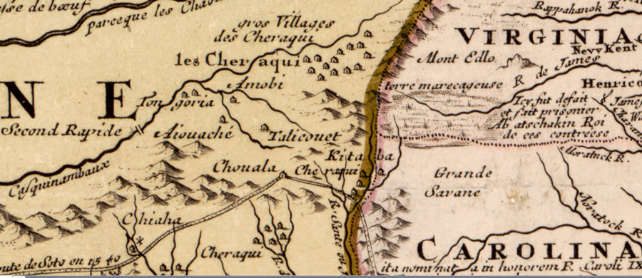 in 1716, a French cartographer placed Cherokee villages in southwestern Virginia