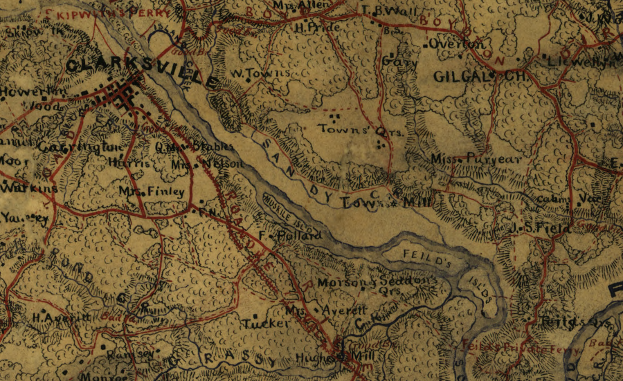 islands in the Roanoke River near the old Occaneechi town were mapped by Confederate engineers in 1864