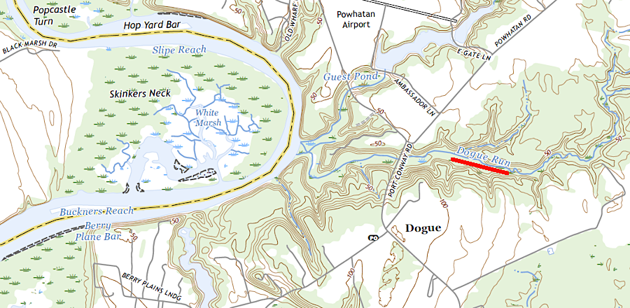 the presence of the Moyumpse (Dogue) is still recorded in King George County place names