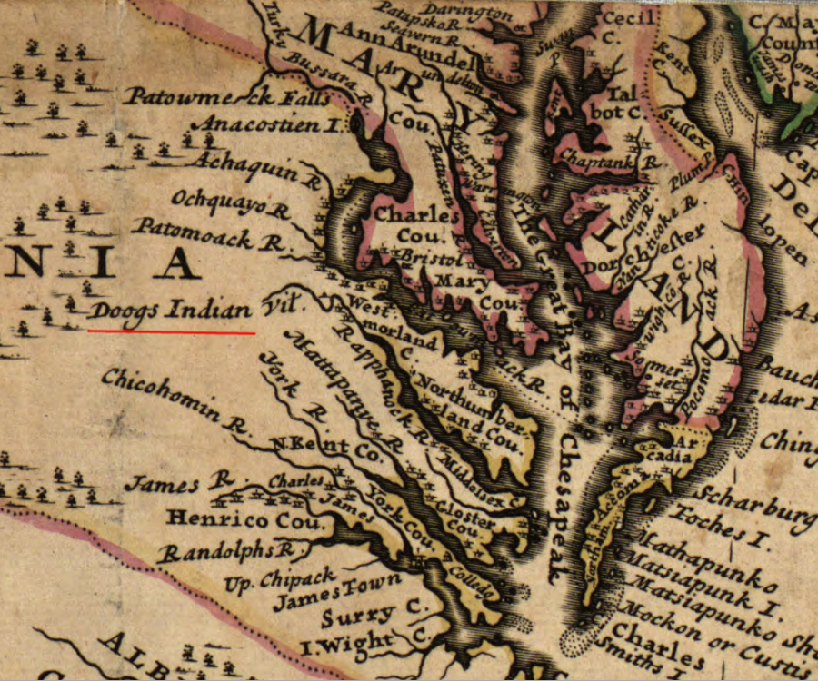 a 1731 map showed the Doogs living near the Rappahannock River