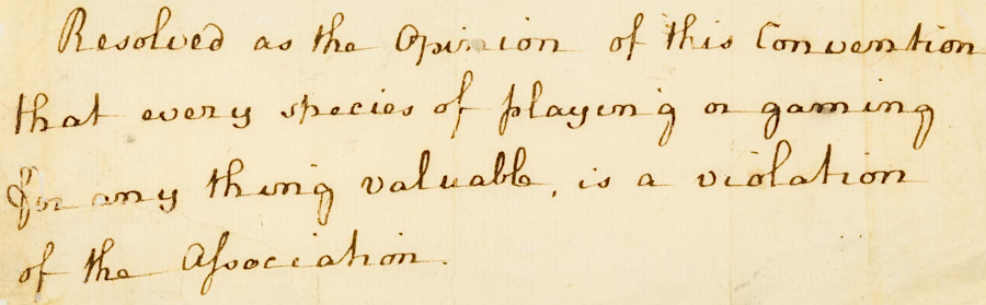 in 1776 the Fifth Virginia Convention, which took the great risk of declaring independence at the start of the American Revolution, sought to block gambling