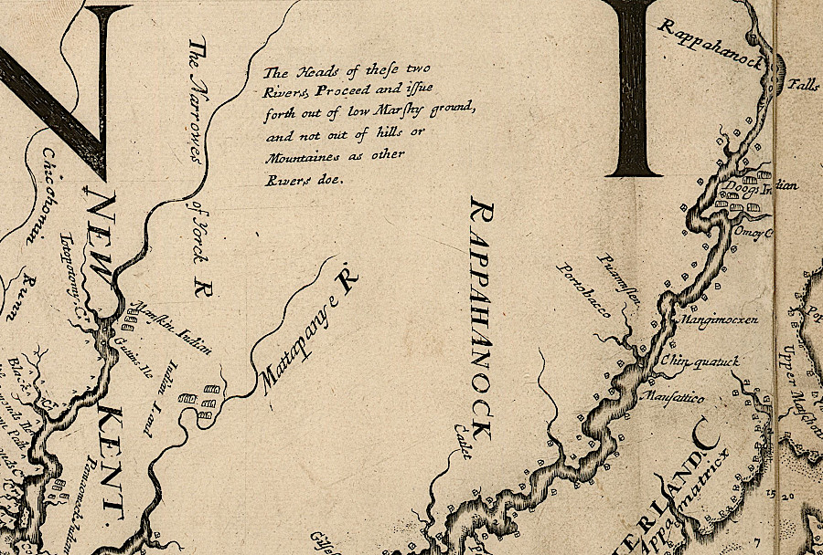 in 1670 Augustine Herrman documented colonial settlement along the Rappahannock River to the Fall Line, but Native Americans still controlled the Middle Peninsula to the Mattaponi River