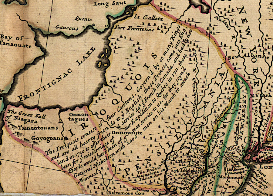 when European colonists arrived, the Iroquois controlled the lands west of the Hudson River