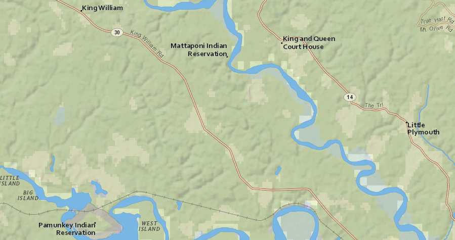 the Mattaponi and Pamunkey reservations are eight miles from each other