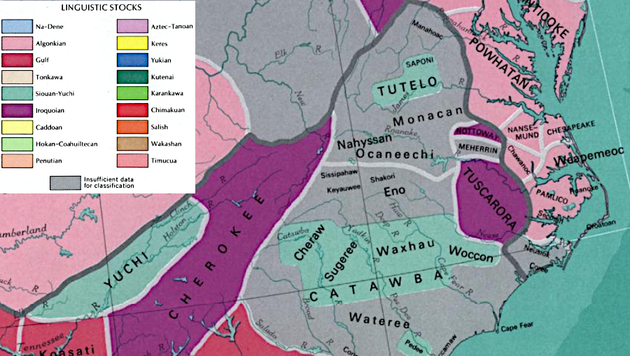 in 1970 the US Geological Survey concluded that it was unclear what language was spoken by the Meherrin