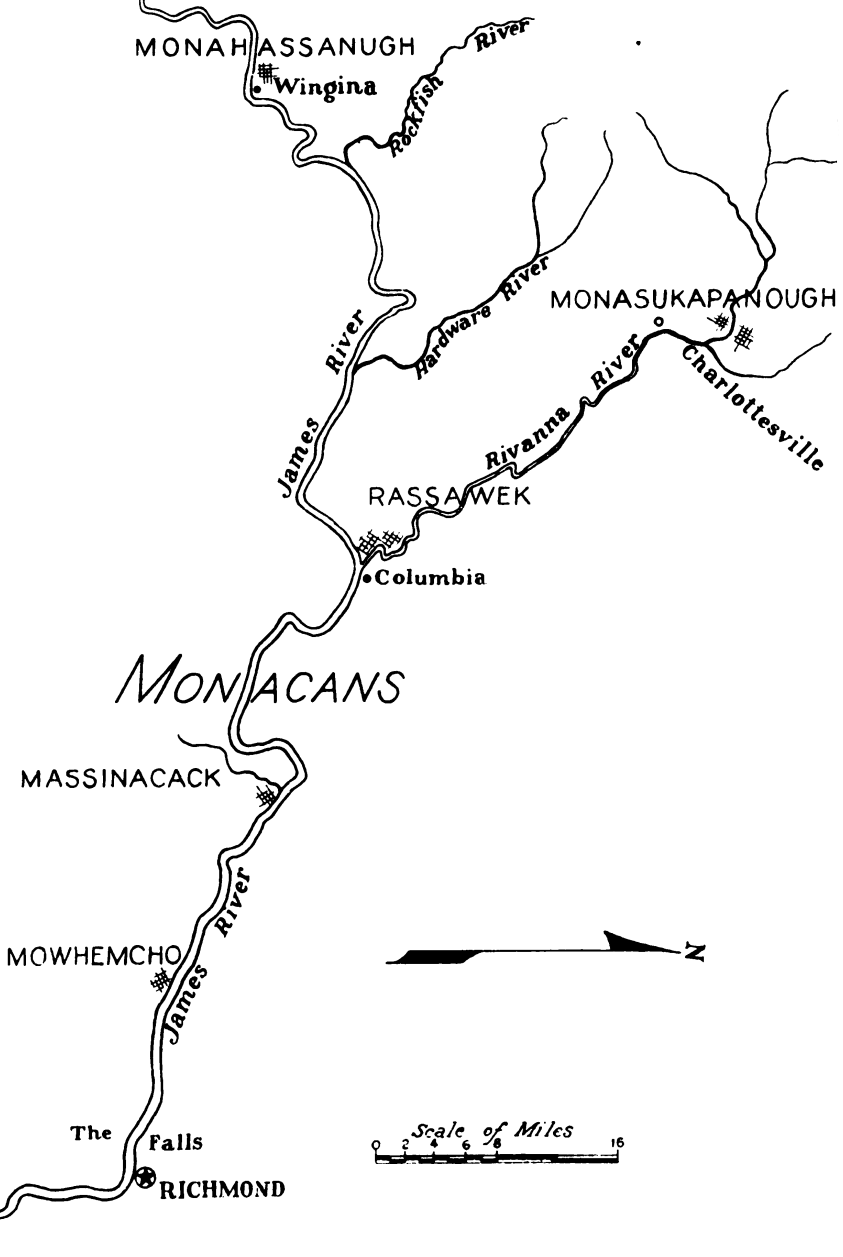 Rassawek and the other four Monacan towns recorded by John Smith were all in the James River watershed