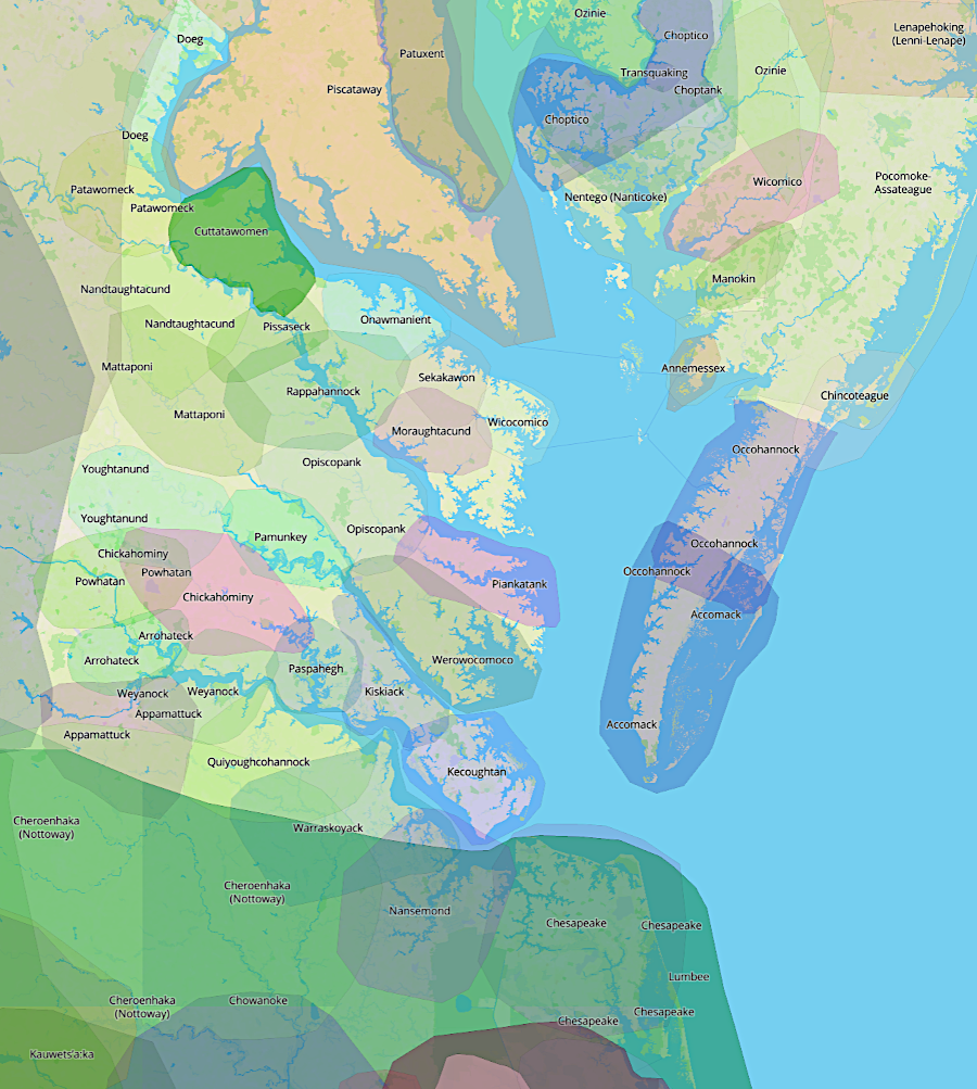 the English documented where Native American groups lived at the start of colonization