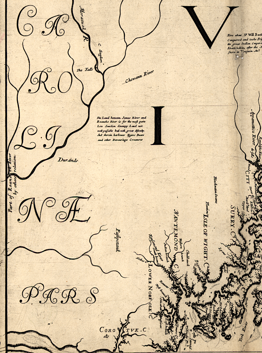 John Smith explored the Chesapeake Bay watershed in 1608, and in 1673 colonists were still unfamiliar with the Chowan River watershed