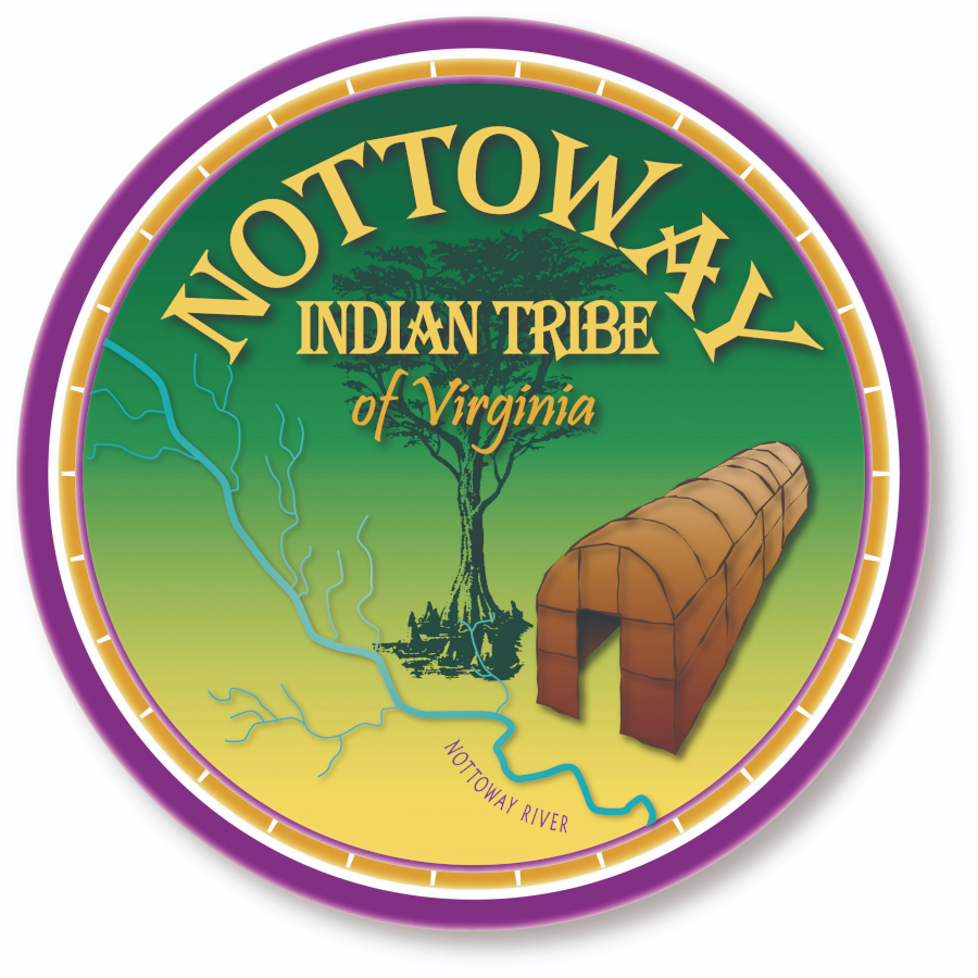 the logo of the Nottowy Indian Tribe includes a longhouse typical of Iroquoian-speaking groups