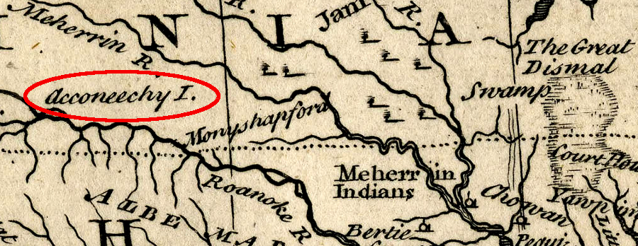 Occaneechee Island was a key trading location in the Piedmont, facilitating exchange between Native Americans and English colonists living in the Coastal Plan for deerskins and furs from groups living as far west as the Tennnessee River