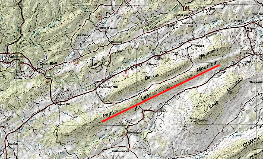 pictographs on Paint Lick Mountain are in Tazewell County