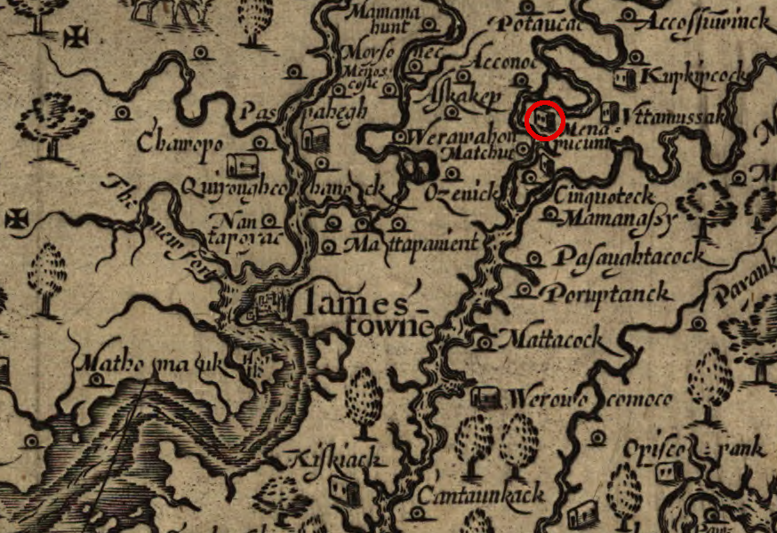 John Smith recorded where different tribes lived, including the Pamunkey north of the Pamunkey River (and outside boundaries of modern New Kent County)