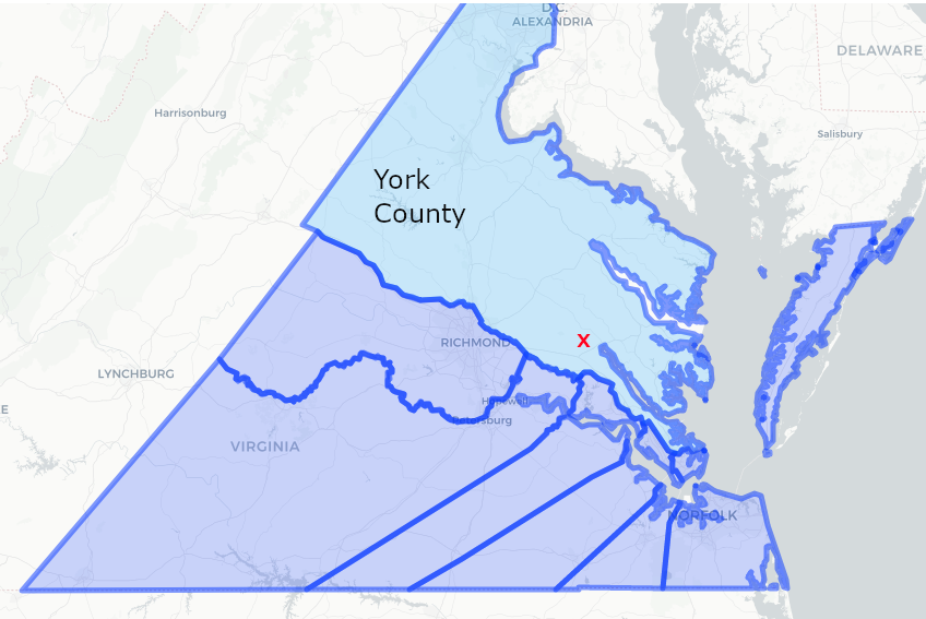 in 1646, all the land north of the Pamunkey River was in York County