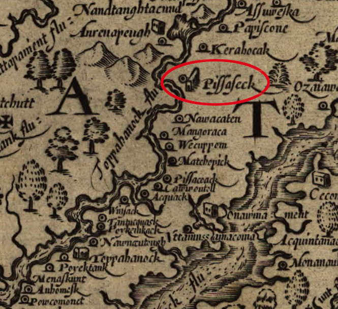 John Smith mapped Pissaseck at the site of modern-day Leedstown, in Westmoreland County