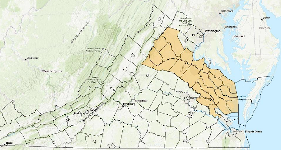 Virginia has defined a geographic area where the Rappahannock tribe should be consulted on state projects