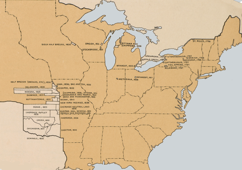 fifty years after the creation of the United States, the Cherokee and most other tribes had been forced to move west of the Mississippi River - and there were no Native American reservations in the southeastern states