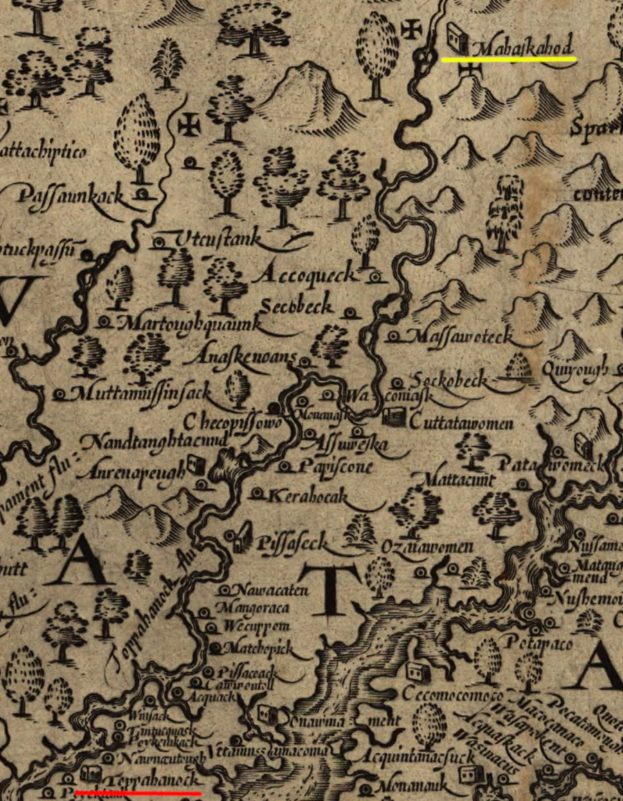 the English fought with the Rappahannocks while going upstream in August 1608, but on the return trip from Mohaskahod the two sides negotiated peaceful trade