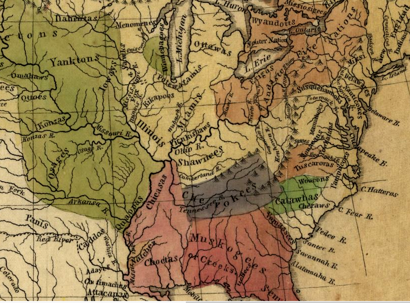 different tribes controlled different areas at the time of European contact