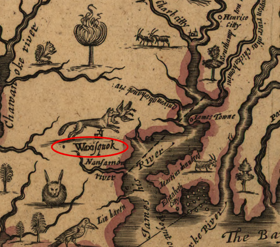 60 years after Jamestown was settled, the Wwarraskoyak presence was still recorded by mapmakers