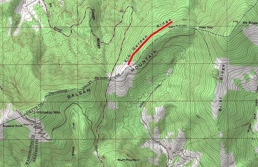 Elk Garden Ridge, on the border of Smyth/Grayson counties near Whitetop Mountain