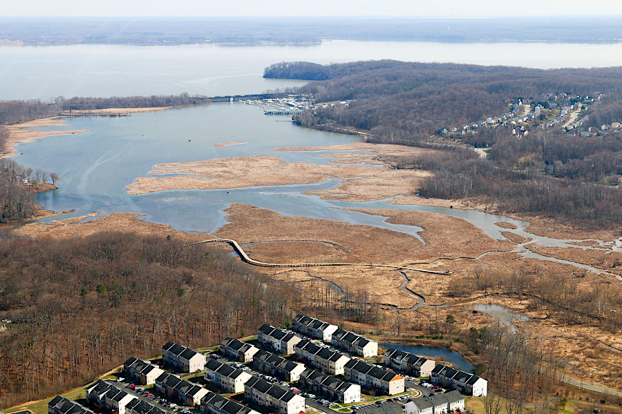 boardwalk across Neabsco Creek under construction on March 1, 2018