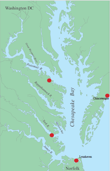 VIMS uses test sites in areas of high, medium, and low salinity to developed different strains of oysters adapted to local conditions