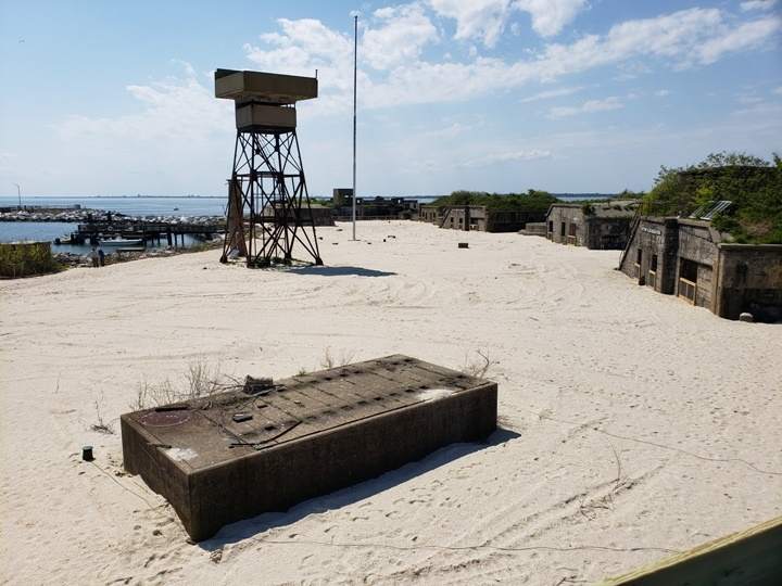 the parade ground of abandoned Fort Wool was covered with sand to create nesting habitat in 2020